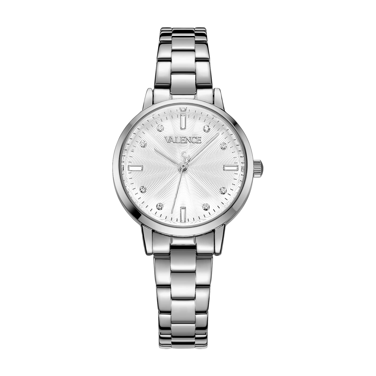 Valence Silver Women's Wrist Watches. Small Band Stainless Steel Luminous Watches for Women. Classic Ladies Quartz Watches with Stainless Steel Band. Womens Waterproof Watch (Model VC81)