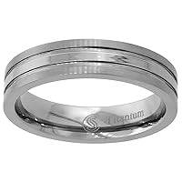 5mm Titanium Stripe Center Pipe Cut Wedding Band Ring for Men Comfort fit sizes 7 - 14
