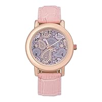 Vintage Paisley Casual Watches for Women Classic Leather Strap Quartz Wrist Watch Ladies Gift