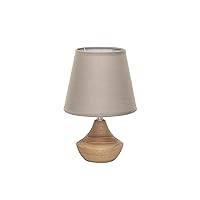 Creative Co-Op Eucalyptus Wood Table Lamp with Linen Shade, Natural