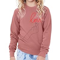 Finger Heart Kids' Raglan Sweatshirt - Love Sponge Fleece Sweatshirt - Cute Sweatshirt