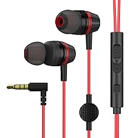 1Mii Wired Earbuds with Microphone & Volume Control, in-Ear Headphones Magnetic with Deep Bass, Noise Isolating, High Sound Quality Earphones with 3.5mm Jack for Phone, Android, PC, iPad, MP3(Red)