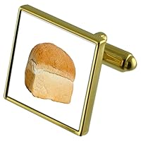 Baker Loaf Bread Gold-Tone Cufflinks Crystal Tie Clip Gift Set