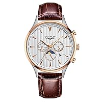 Men Automatic Mechanical Stainless Steel Leather Business Wrist Watch Sapphire Crystal Waterproof Self-Winding Sport Clock Day Date Luminous
