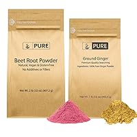 Beet Root and Ground Ginger Powder Bundle, Various Sizes, Non-GMO, Herbal Supplements