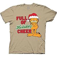 Ripple Junction Garfield Full of Holiday Cheer Cartoon Adult T-Shirt Officially Licensed