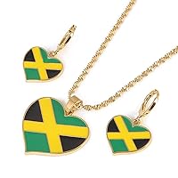 Heart Enamel Jamaica Pendant Necklaces Jewellery Gold Color Jewelry Jamaican Flag Jewelry