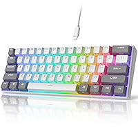 i61 Mechanical Keyboard 60 Percent, Wired Hot Swappable Compact RGB Gaming Keyboard, 61 Keys Mini Keyboard with Red Switch for PC/Mac Gamer, Software Supported, Grey-White