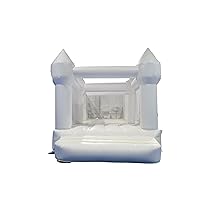 Inflatable White Bounce House Castle with Air Blower, 10ft x 8ft x 8ft Outdoor Indoor Bouncy Castle for Kids Party Wedding Family