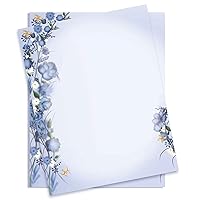 Blue Floral Dream Letterhead Paper, 32 lb. Design Paper, 8.5 x 11