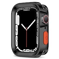 Rugged Case Compatible with Apple Watch Case 45mm 44mm Series 9/8/7/6/5/4/SE, Soft Flexible TPU Shockproof Protective Bumper Cover for iWatch 45mm 44mm, Plating Black