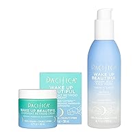 Pacifica Wake Up Beautiful - Dream Jelly Face Cleanser & Overnight Retinoid Cream for Dry, Aging Skin - Hyaluronic Acid, Melatonin, 2 Count