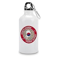 South Korea Flag Map Funny Stainless Steel Sports Water Bottle South Korea Insulated Sports Water Bottle with Carabiner Clip, Sports Bottles 14 Oz, White