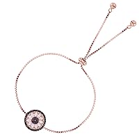 DECADENCE Sterling Silver or Gold Plated Round And Baguette Cut Cubic Zirconia Wheel Adjustable Bracelet