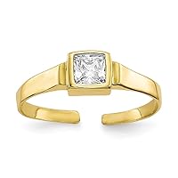 10k Polished Gold CZ Cubic Zirconia Simulated Diamond Toe Ring Jewelry for Women