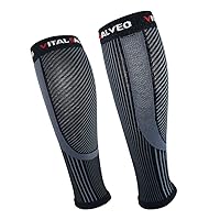 Vital Salveo Recovery Calf Compression Sleeves. Fit for Cycling Running Travel Pregnancy Nurses Calf Pain Relief-(1Pair)-Black with Srtipe-L