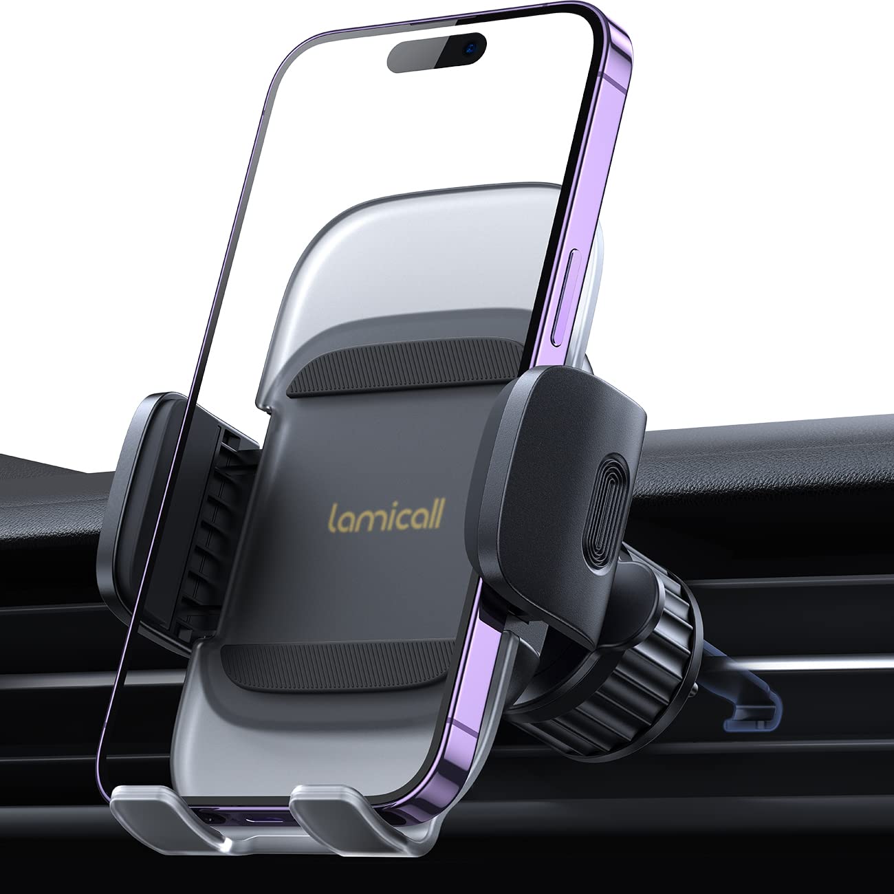 Lamicall Phone Holder Car Vent - Wider Spring Clamp [Big Phone Friendly] Air Vent Cell Phone Mount for Car Hands Free Automobile Cradle Clip for iPhone, Android Smartphone, 4
