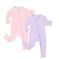 JunNeng Baby Boy Girl 2 Pack Short/Long Sleeve Rompers Infant Cotton 2-way Zippers Comfy Summer Jumpsuit