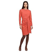 Donna Morgan Women's Long Sleeve Faux Wrap Dress