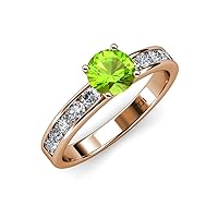 Peridot & Natural Diamond (SI2-I1, G-H) Engagement Ring 2.10 ctw 14K Rose Gold