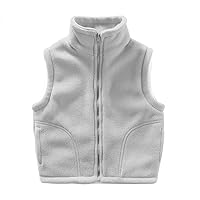 Warm Fleece Vest, Sweater Solid Color Zipper Sleeveless Jacket for Toddler Kids 2-8 Years