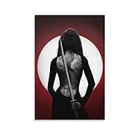 dabaodan Geisha Samurai Black And White Tattoo Art Poster Poster Decorative Painting Canvas Wall Art Living Room Posters Bedroom Painting 08x12inch(20x30cm)