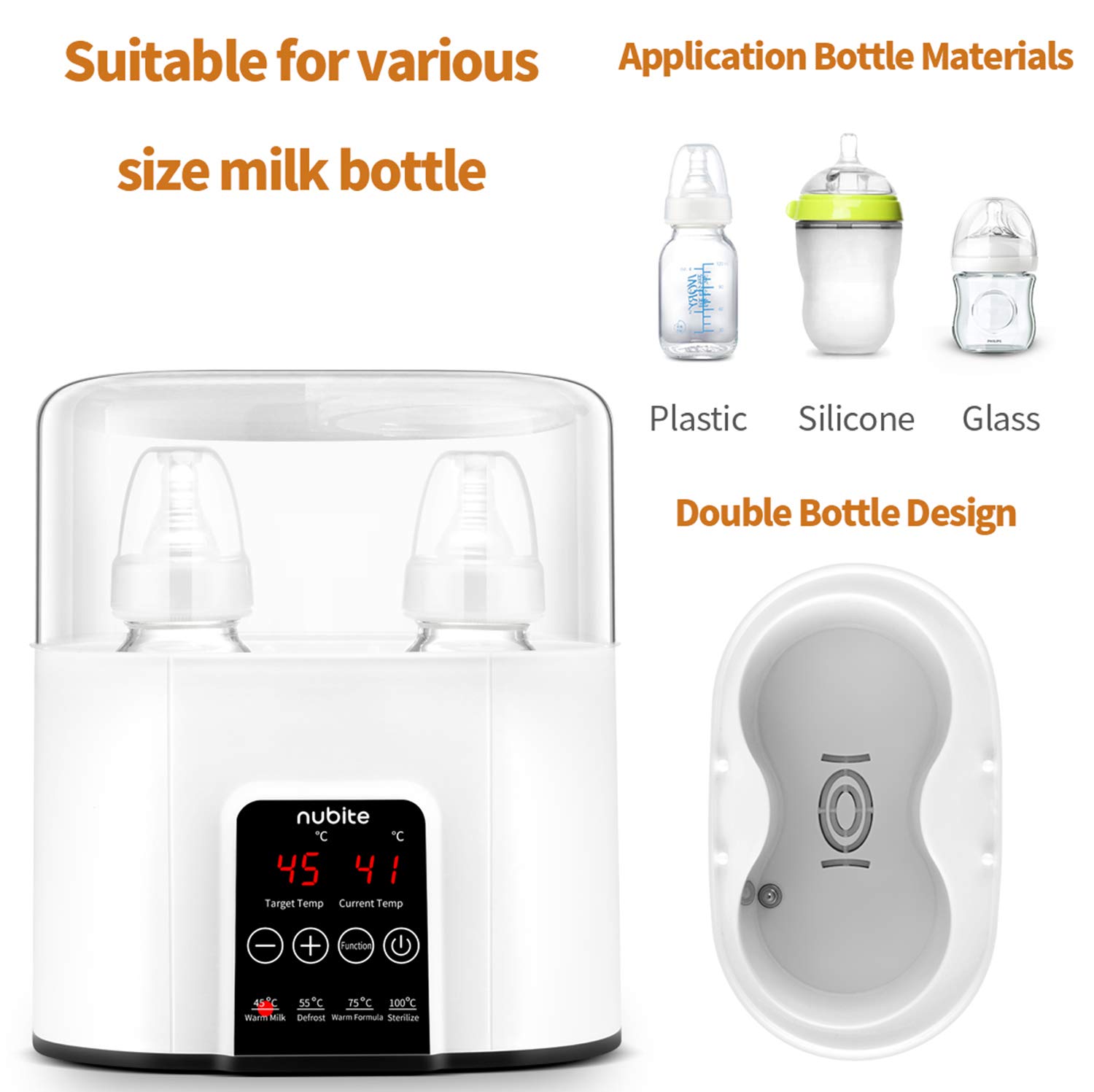 Milk Warmer for Baby, Bottle Warmer for Breastmilk Thawing, Bottle Steril-izer, Food Steamer, Water Warmer for Formula, LCD Display Accurate Temperature Adjustment, 24H Constant Mode