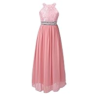 YiZYiF Youth Girl Juniors Bridesmaid Prom Ball Gown Party Formal Chiffon Pleated Long Flower Dress