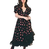 Women's Summer Dress Vacation Sleeveless Boho Floral Tank Flowy A Line Tiered Loose Fit Sundresses with Pocket