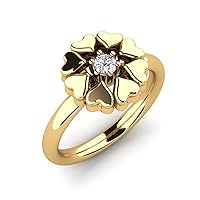0.33Ct Round Sim Diamond Heart Flower Shape Engagement Ring 14K Yellow Gold Over