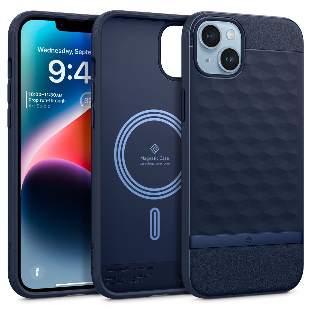 Caseology Parallax Mag Case [Built-in Magnet] Designed for Magsafe Compatible with iPhone 14 Plus Case 5G (2022) - Midnight Blue