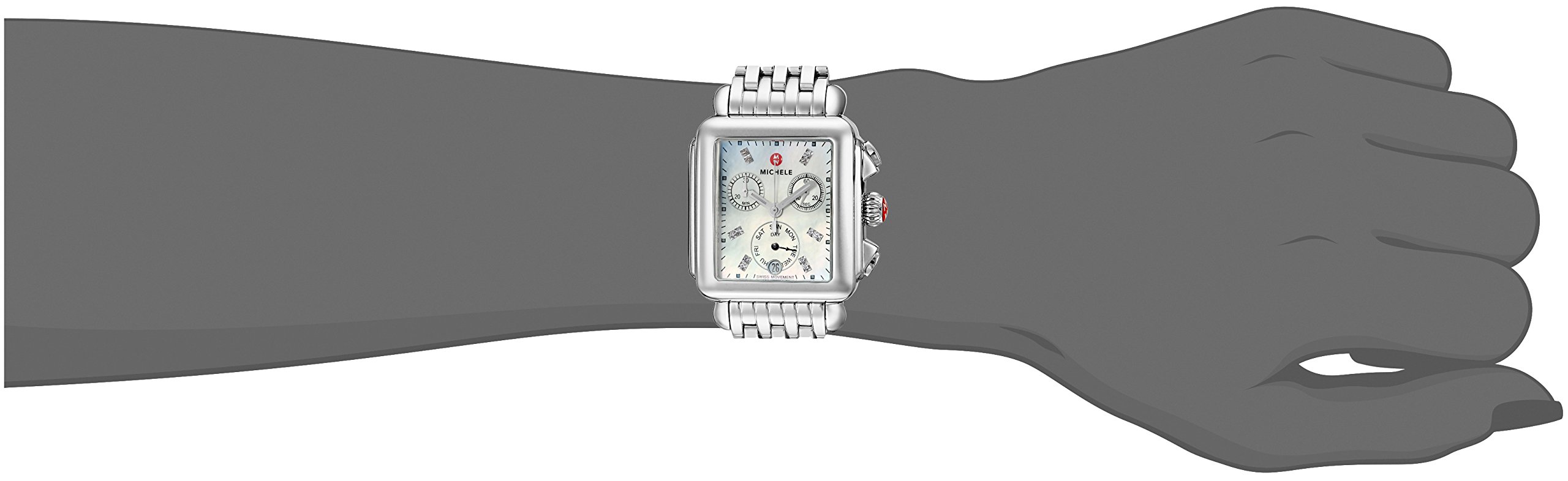 MICHELE Women's MWW06P000014 Deco Analog Display Swiss Quartz Silver Watch