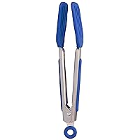 Tovolo Mini Turner, Flat Head, Easy-Lock Mechanism, Non-Slip Grip Tongs Grilling, BPA-Free & Dishwasher Safe Silicone Cooking Utensils, Stratus Blue