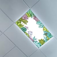 Fluorescent Light Covers for Ceiling Light Diffuser Panels-Cactus Pattern-Light Filters Ceiling LED Ceiling Light Covers-2ft x 4ft Drop Ceiling Fluorescent Decorative,Multicolor