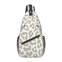 Brown Pattern Leopard Sling Backpack, Multipurpose Travel Hiking Daypack Rope Crossbody Shoulder Bag