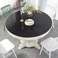 Black Plastic Tablecloth 100% Waterproof Table Protector Crystal Clear Plastic Cover for Dining Table Heavy Duty Vinyl 46 inch Round
