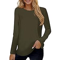 Womens Long Sleeve T Shirts Crew Neck Shirts Printed T-Shirt Relaxed Fit Pullover Vintage Blouses Casual Sweatshirt