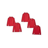 Amazon Essentials Girls and Toddlers' Uniform Long-Sleeve Interlock Polo Shirt, Multipacks