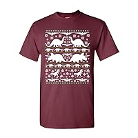 Dinosaurs Dino Fossils T-Rex Ugly Christmas DT Adult T-Shirt Tee