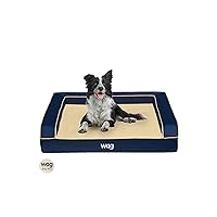 Wag Premium Pet Dog Bed | Multi Layer Construction with Cooling Energy Gel and Copper Infusion | Machine Washable Cover and Water Resistant Inner Liner | Large, Ocean Blue