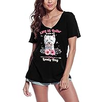 Women's Graphic T-Shirt V Neck Westie Life is Better with A Lovely Dog Eco-Friendly Ladies Limited Edition Short