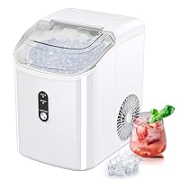 Nugget Ice Maker Countertop, Portable Crushed Sonic Ice Machine, Self Cleaning Ice Makers with One-Click Operation, Chewable Pebble Ice in 7 Mins, 34Lbs/24H with Ice Scoop for Home Bar Camping(White)