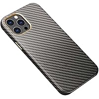 Leather Case for Apple iPhone 12 Pro Max 6.7 Inch, Fully Wrapped Carbon Fiber Texture Back Phone Cover [Screen & Camera Protection] (Color : Grey)