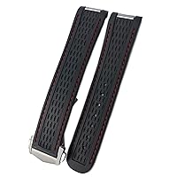 20mm Rubber Silicone Watch Strap Fit for Omega Seamaster 300 AT150 Aqua Terra Ultra Light 8900 Steel Buckle Watchband Bracelets (Color : Red 2 Pointed, Size : 20mm)