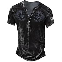 Mens Shirts Graphic Tees Casual Round Neck Solid Short Sleeve Cotton T-Shirt Soft Tees Breathable Cool Workout Shirt