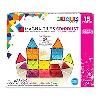 MAGNA-TILES Stardust 15-Piece Magnetic Construction Set, The ORIGINAL Magnetic Building Brand, 3-99 Years with 4 Mirrored Squares
