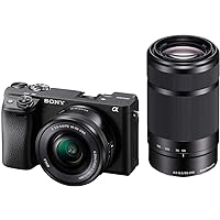 Sony ILCE-6400Y B Alpha a6400 Mirrorless Camera Double Zoom Lens Kit, SELP1650 F3.5-5.6 + SEL55210 F4.5-6.3 SEL55210 Black
