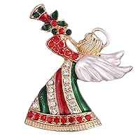 Brooches For Women,Christmas Brooch Pins Multi-Colored Rhinestone Crystal Brooch Angel Breastpins Christmas Decorations Ornaments For Kids Adults Durable Processed, M, Plastic, no gemstone