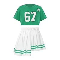 iiniim Girls Cheer Leader Outfits School Girls Cosplay Dress Uniform Shirt Pleated Skirt Dance Outfits