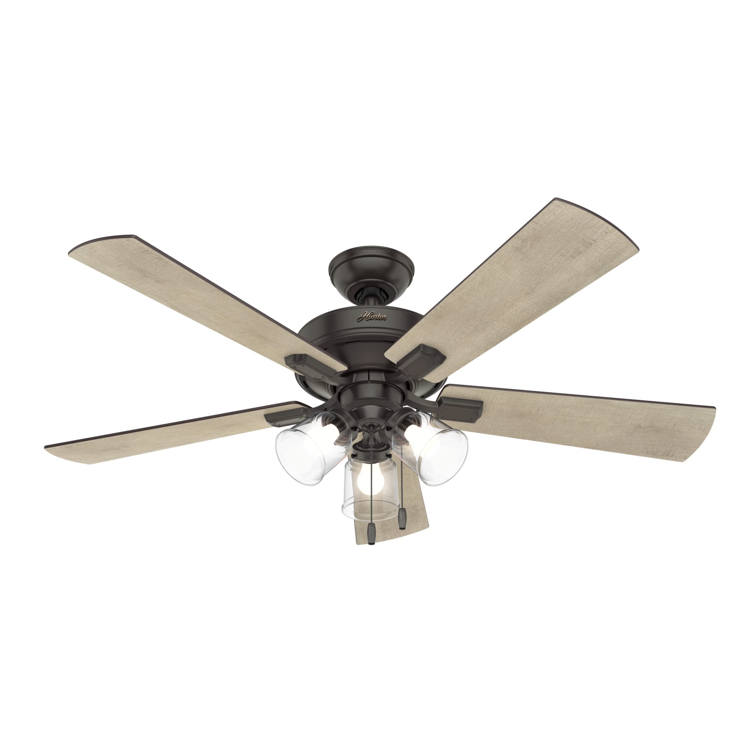 Hunter Fan Company, 54205, 52 inch Crestfield Noble Bronze Ceiling Fan with LED Light Kit and Pull Chain